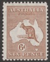 Australia 1929 KGV Roo 6d Chestnut wmk Small Multi Mint SG107