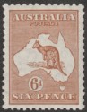 Australia 1932 KGV Roo 6d Chestnut wmk CofA Mint SG132