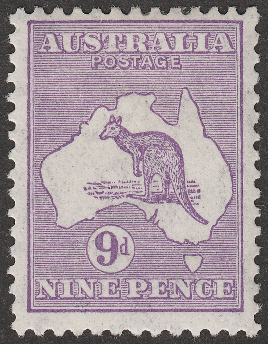 Australia 1932 KGV Roo 9d Violet wmk CofA Mint SG133