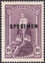 Click for more photos and details Australia 1937 KGVI SPECIMEN Overprint Robes 10sh Dull Purple Mint SG177s cat£35