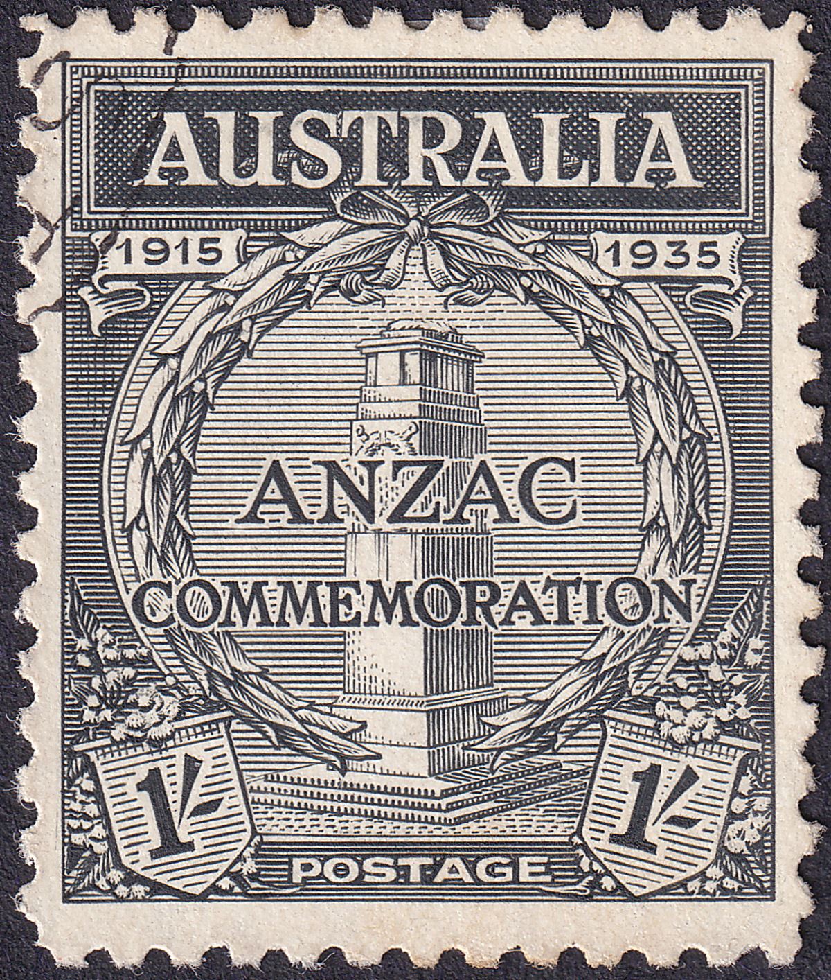 Australia 1935 KGV Anzac Gallipoli Landing 1sh Black CTO Used SG155 cat £40