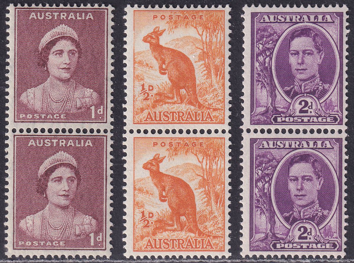 Australia 1942-50 KGVI Coil Pair Selection Mint cat £32