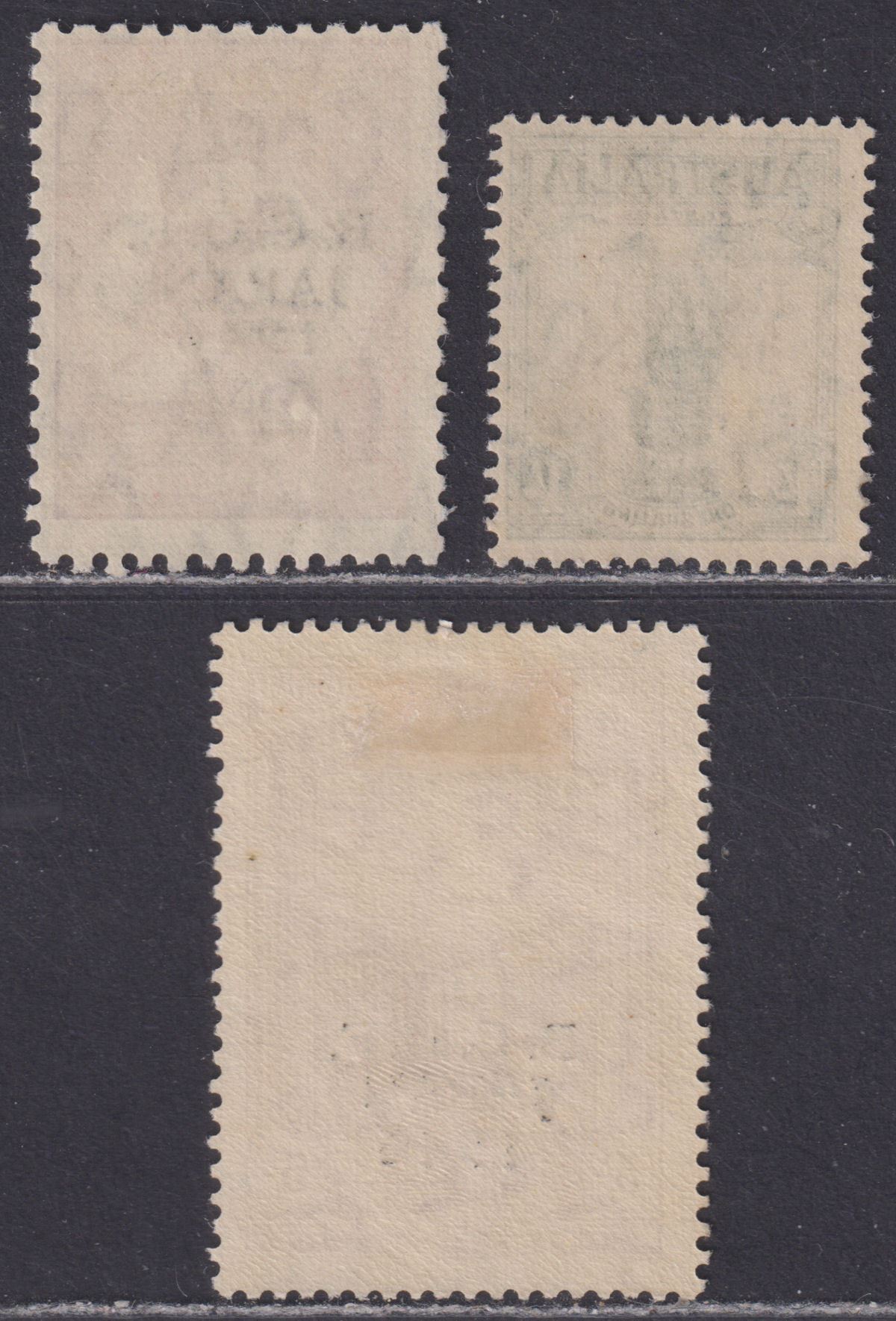 Australia 1946-47 KGVI BCOF Japan Overprint 1sh, 2sh, 5sh Mint SG J5-J7 cat £200