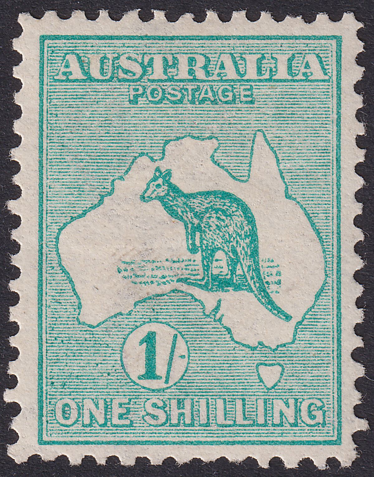 Australia 1913 KGV Roo 1sh Blue-Green wmk Wide Crown Mint SG11a cat £200