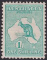 Click for more photos and details Australia 1913 KGV Roo 1sh Blue-Green wmk Wide Crown Mint SG11a cat £200