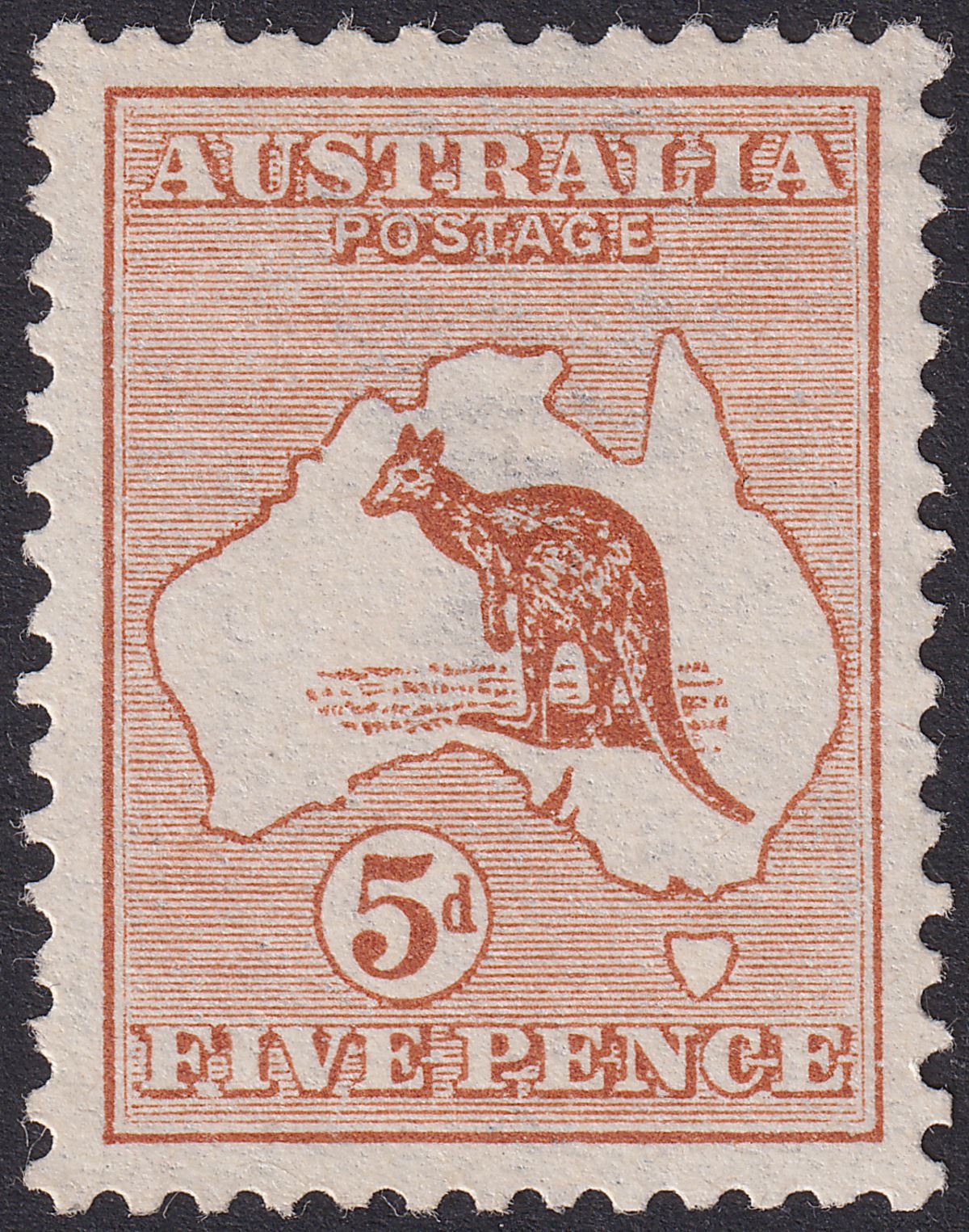 Australia 1913 KGV Roo 5d Chestnut wmk Wide Crown Mint SG8 cat £120