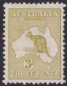 Click for more photos and details Australia 1913 KGV Roo 3d Yellow-Olive Die I wmk Wide Crown Mint SG5c cat £95