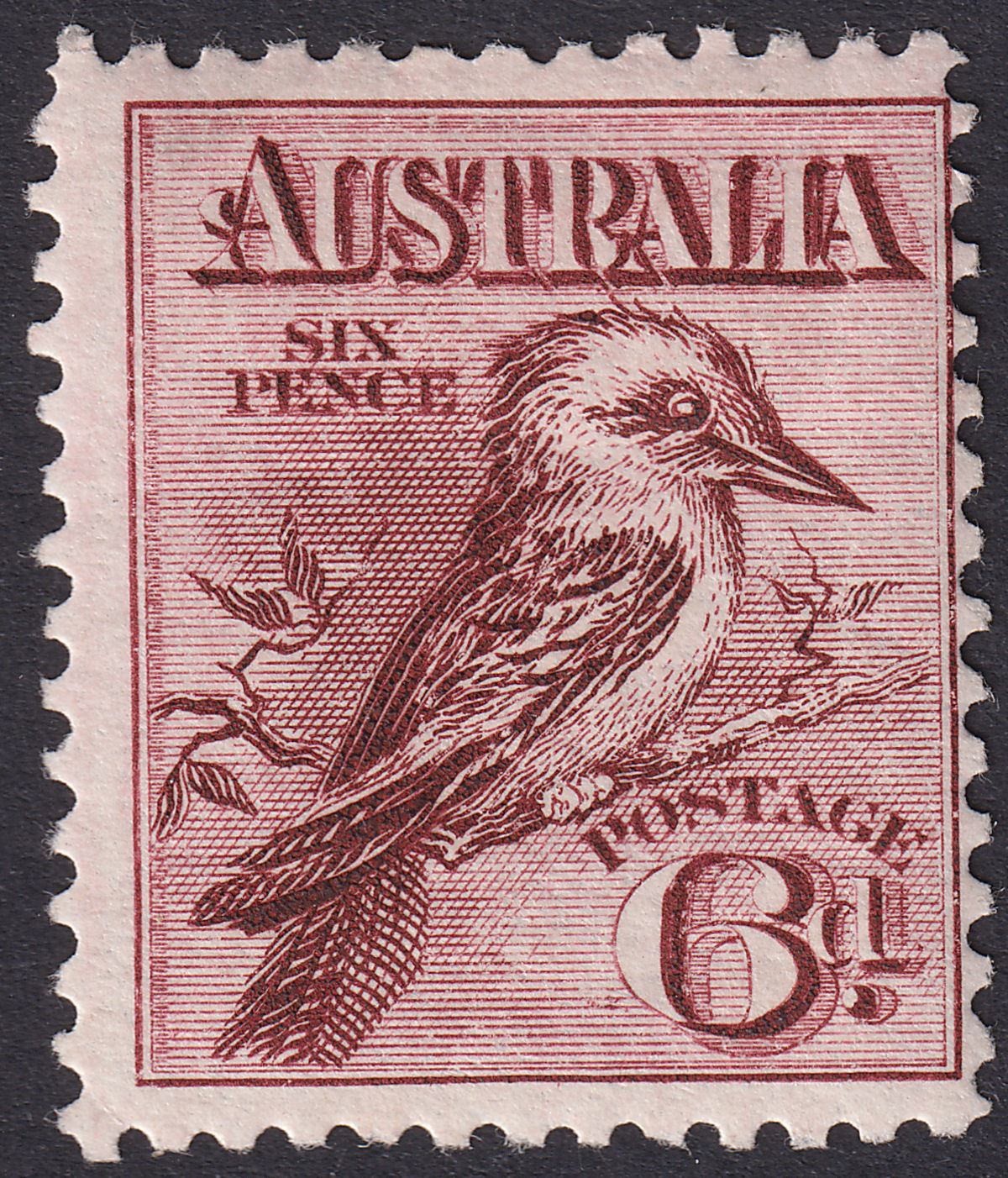Australia 1913 KGV Kookaburra 6d Claret Mint SG19 cat £75