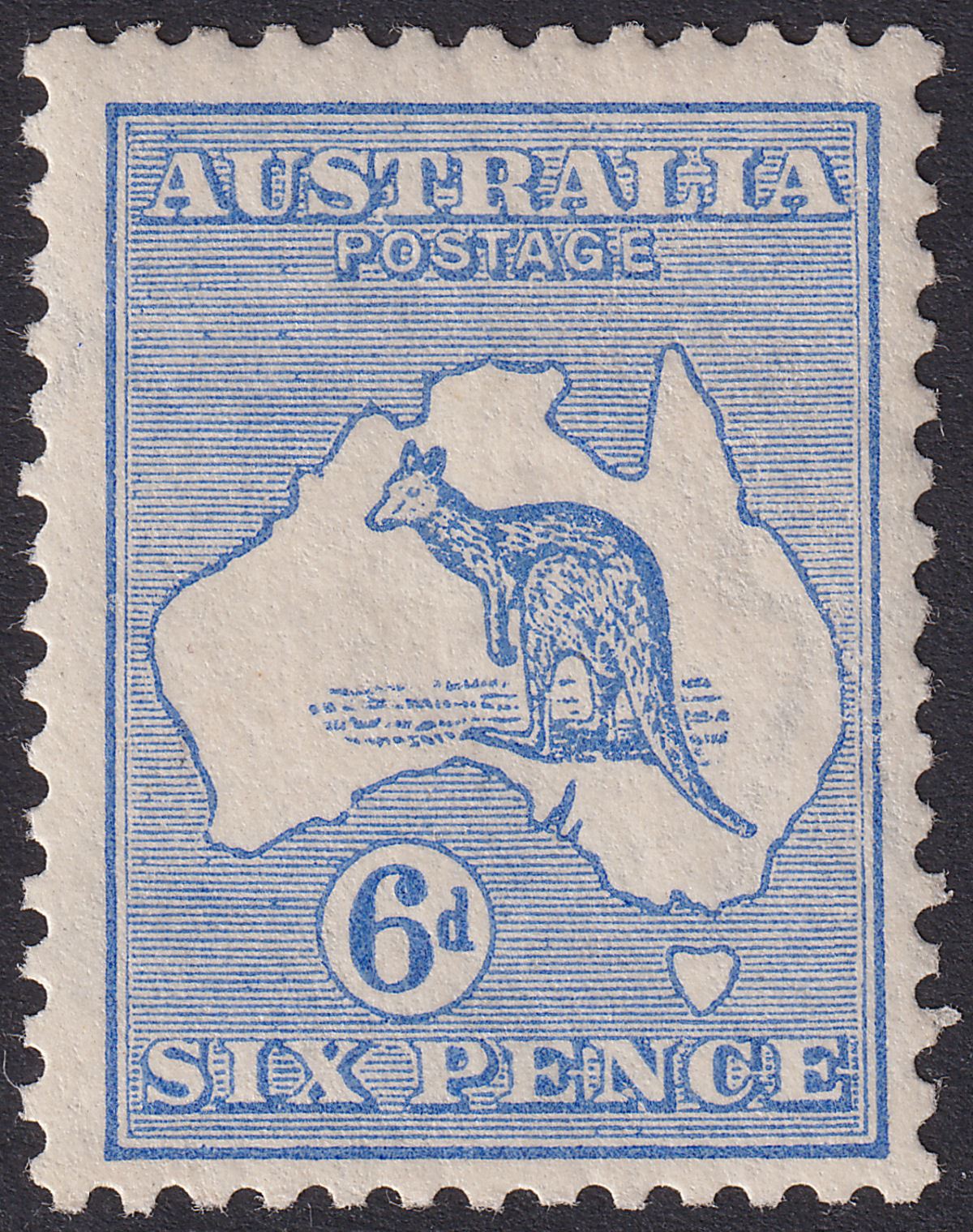 Australia 1915 KGV Roo 6d Ultramarine wmk Pointed Crown Mint SG26 cat £250