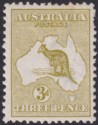 Click for more photos and details Australia 1913 KGV Roo 3d Yellow-Olive Die I wmk Wide Crown Mint SG5c c£95 TONE
