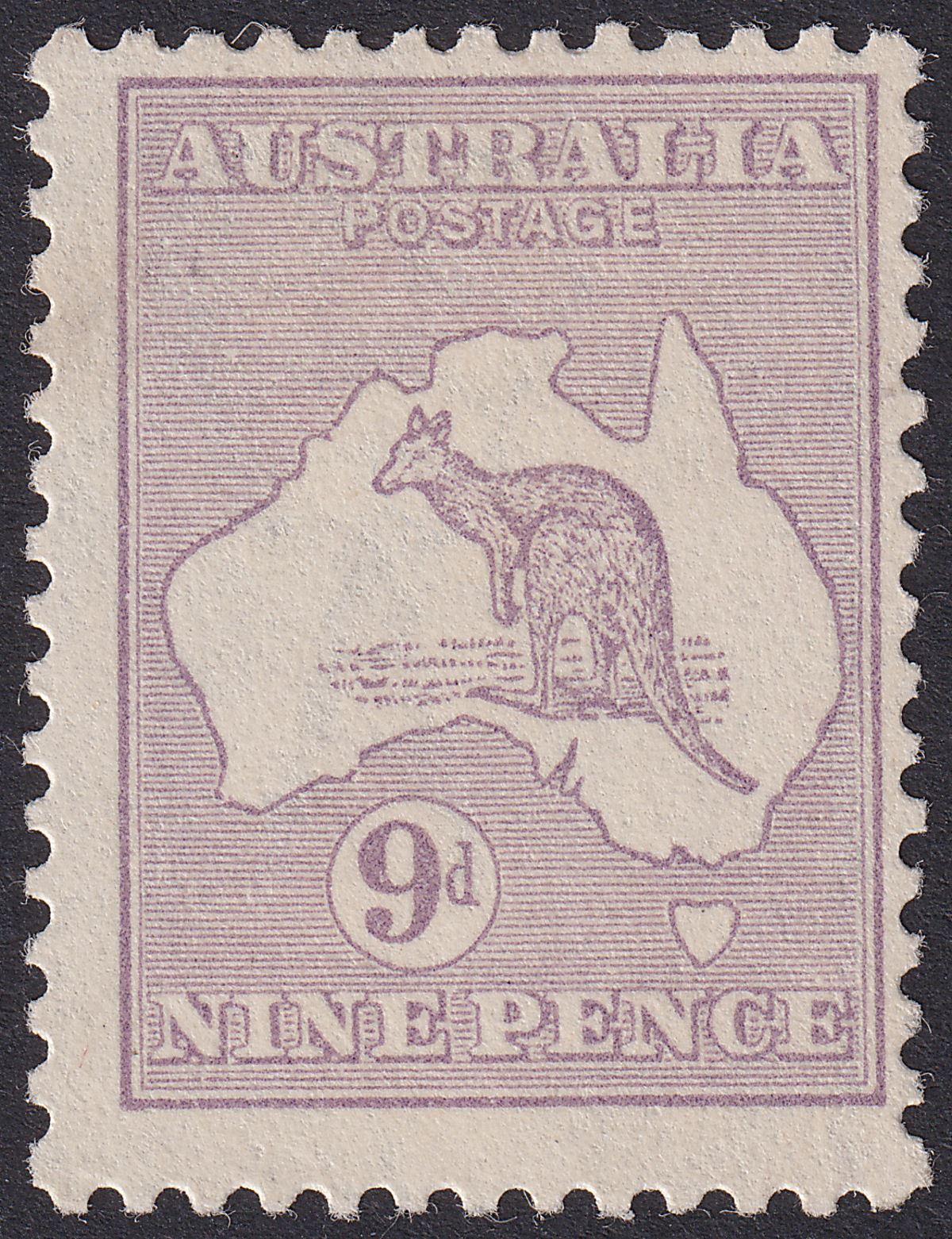 Australia 1915 KGV Roo 9d Violet wmk Pointed Crown Mint SG27 cat £225