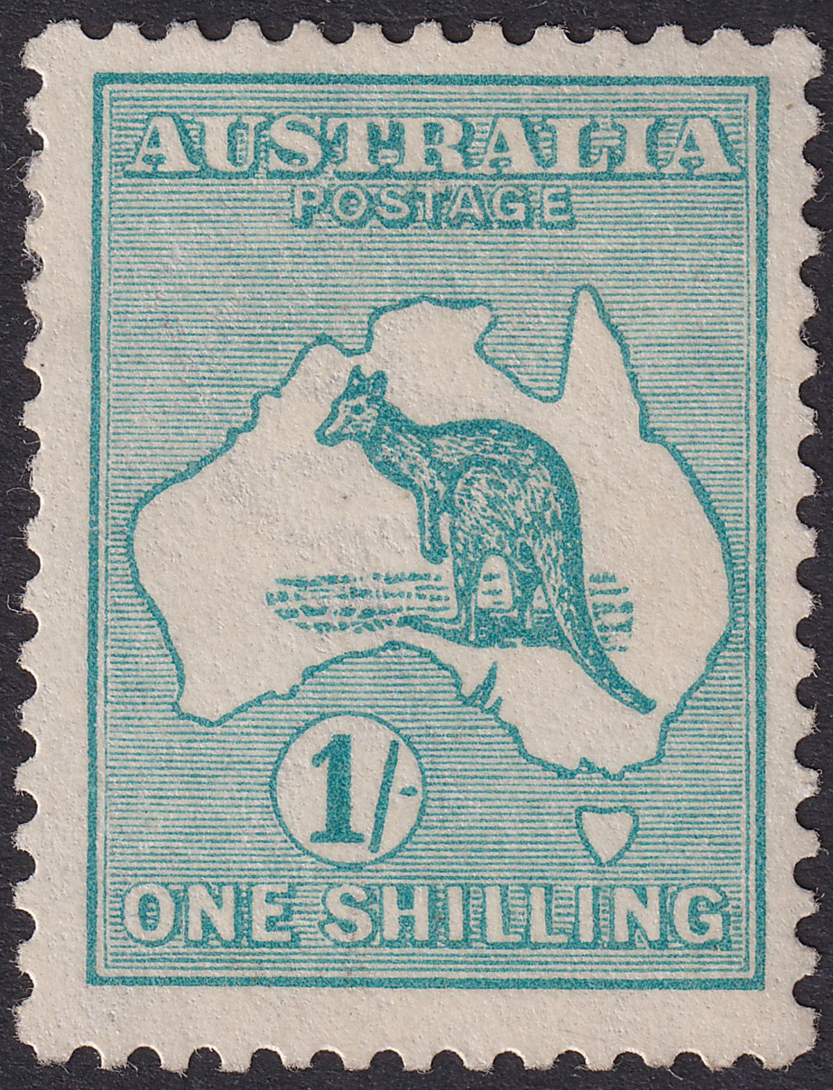 Australia 1915 KGV Roo 1sh Blue-Green wmk Pointed Crown Mint SG28 cat £225
