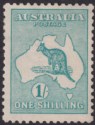 Click for more photos and details Australia 1915 KGV Roo 1sh Blue-Green wmk Pointed Crown Mint SG28 cat £225