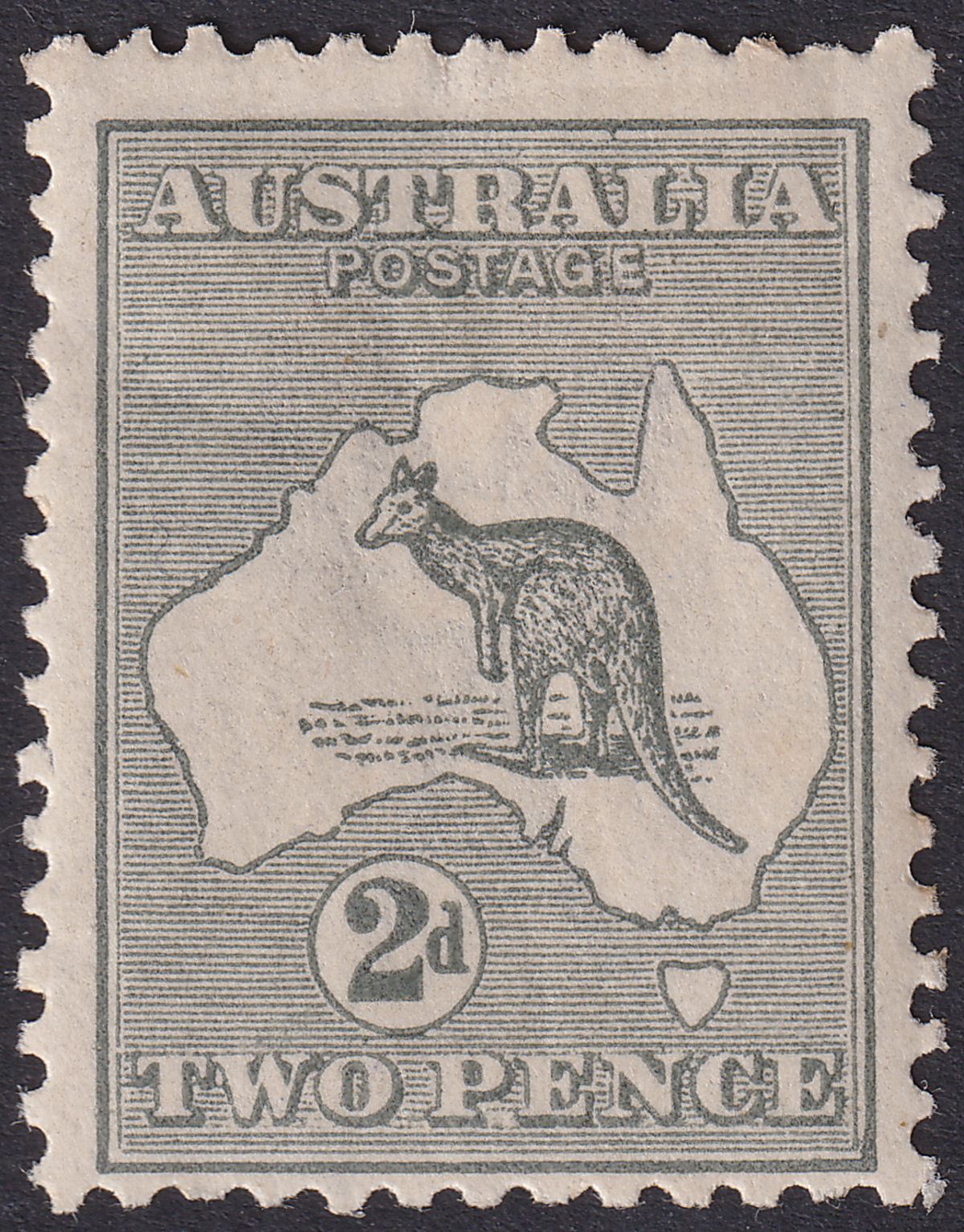 Australia 1915 KGV Roo 2d Grey Die I wmk Narrow Crown Mint SG35 cat £50