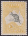 Click for more photos and details Australia 1918 KGV Roo 5sh Grey and Yellow wmk Narrow Crown Mint SG42 cat £325