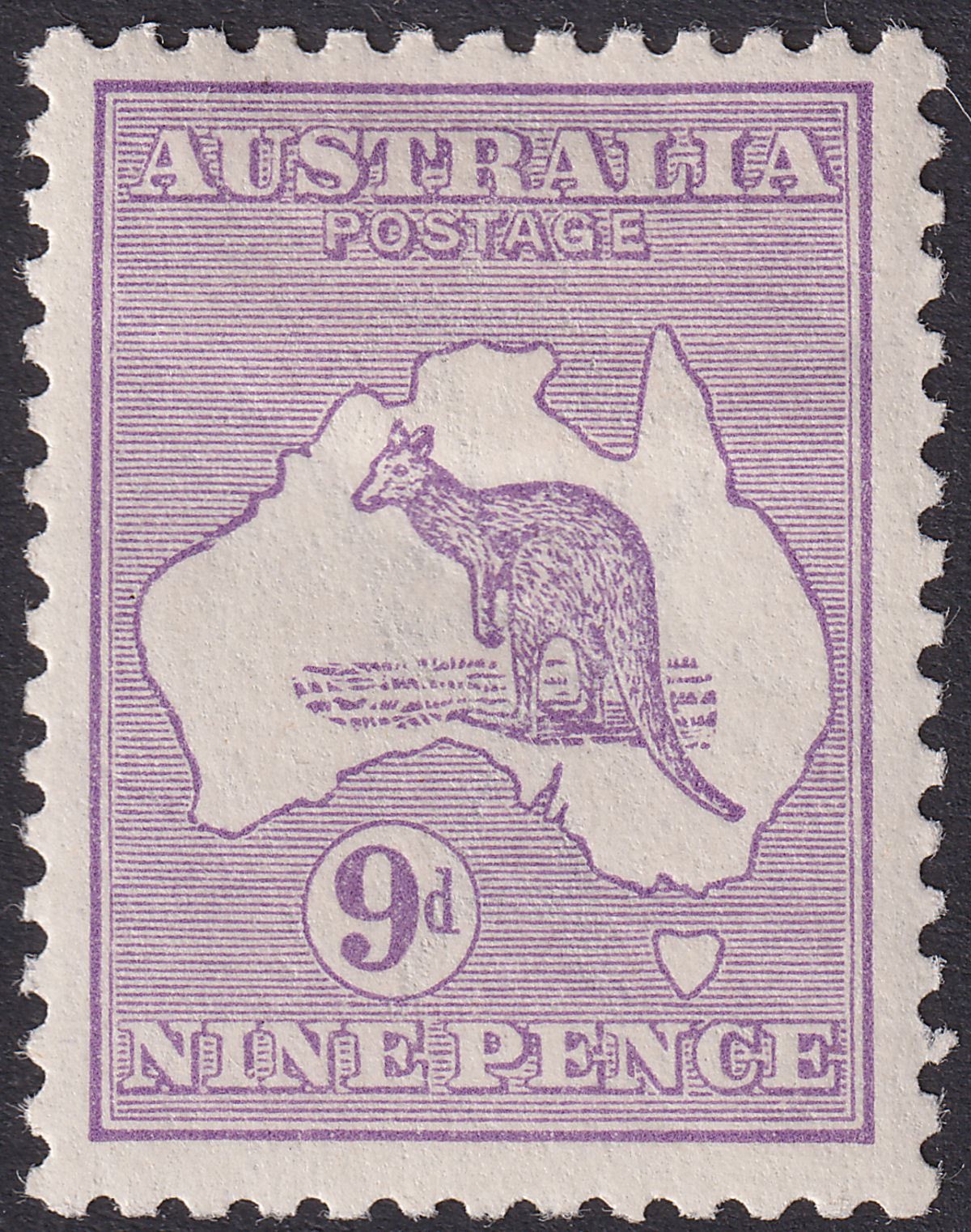 Australia 1916 KGV Roo 9d Violet wmk Narrow Crown Die II Mint SG39 c£65 w bend