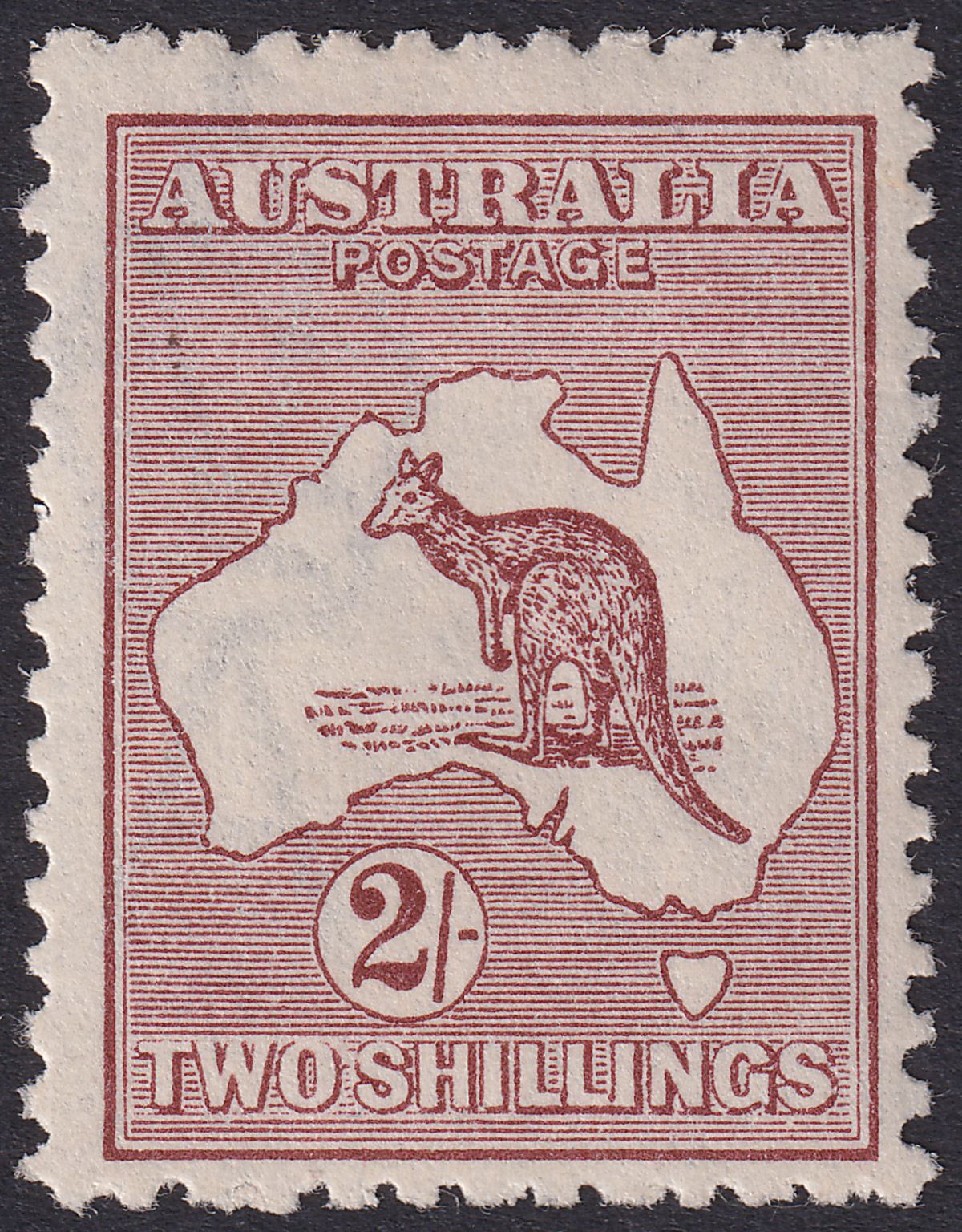 Australia 1924 KGV Roo 2sh Maroon wmk Narrow Crown Mint SG74 cat £85