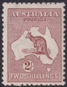 Click for more photos and details Australia 1924 KGV Roo 2sh Maroon wmk Narrow Crown Mint SG74 cat £85