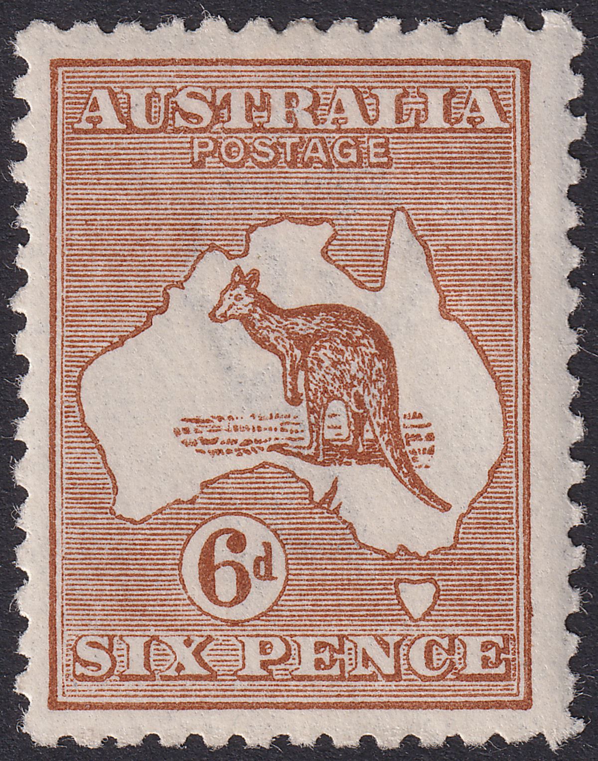 Australia 1923 KGV Roo 6d Chestnut wmk Narrow Crown Mint SG73 cat £28