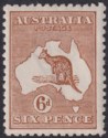 Click for more photos and details Australia 1923 KGV Roo 6d Chestnut wmk Narrow Crown Mint SG73 cat £28