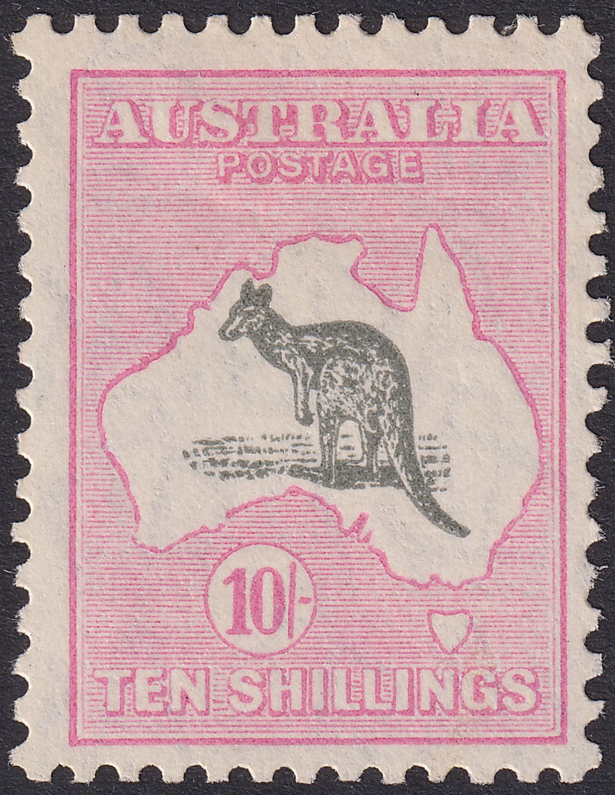 Australia 1929 KGV Roo 10sh Grey and Pink wmk Small Multi Mint SG112 cat £475
