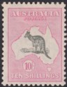 Click for more photos and details Australia 1929 KGV Roo 10sh Grey and Pink wmk Small Multi Mint SG112 cat £475