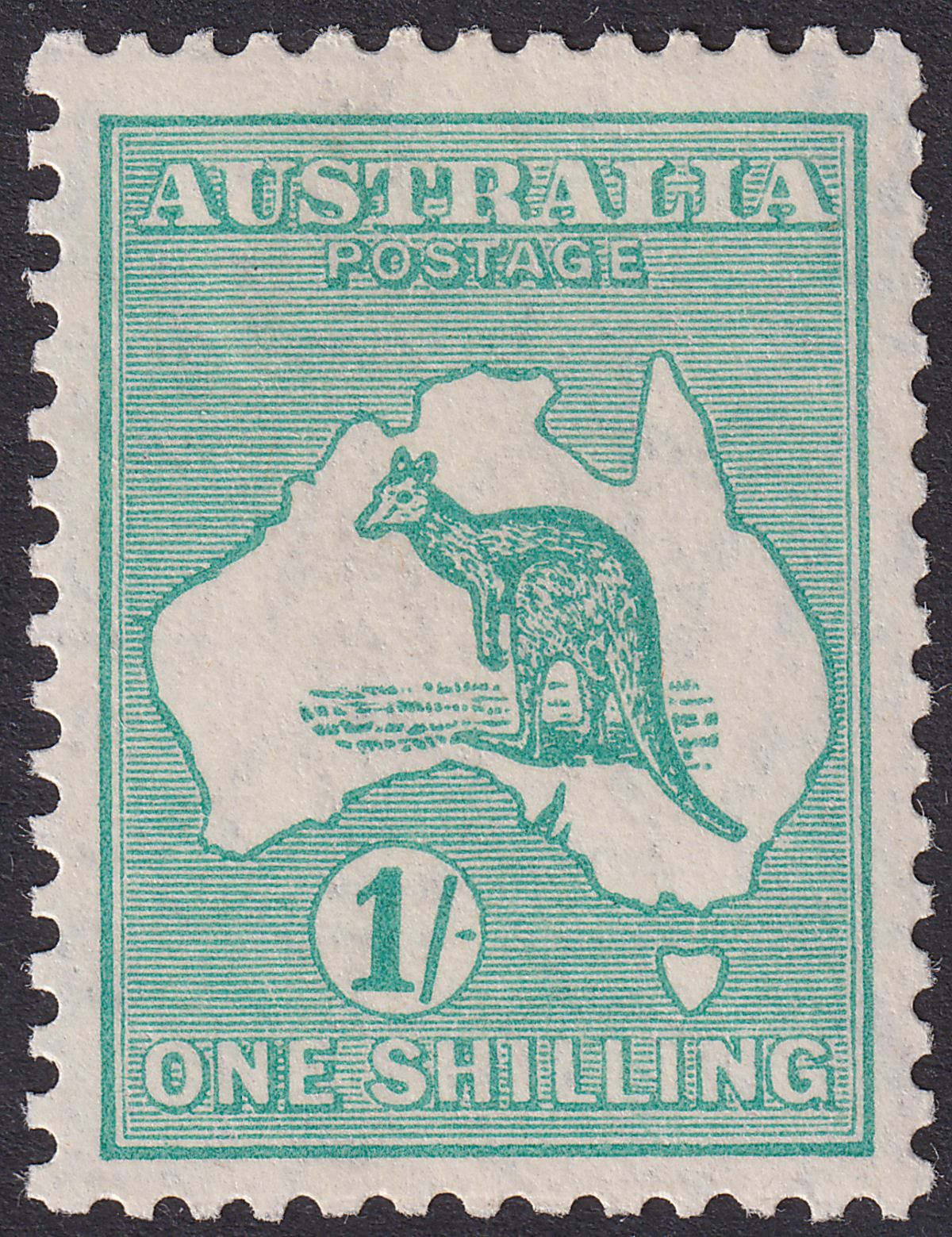 Australia 1929 KGV Roo 1sh Blue-Green wmk Small Multi Mint SG109 cat £65