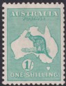 Click for more photos and details Australia 1929 KGV Roo 1sh Blue-Green wmk Small Multi Mint SG109 cat £65