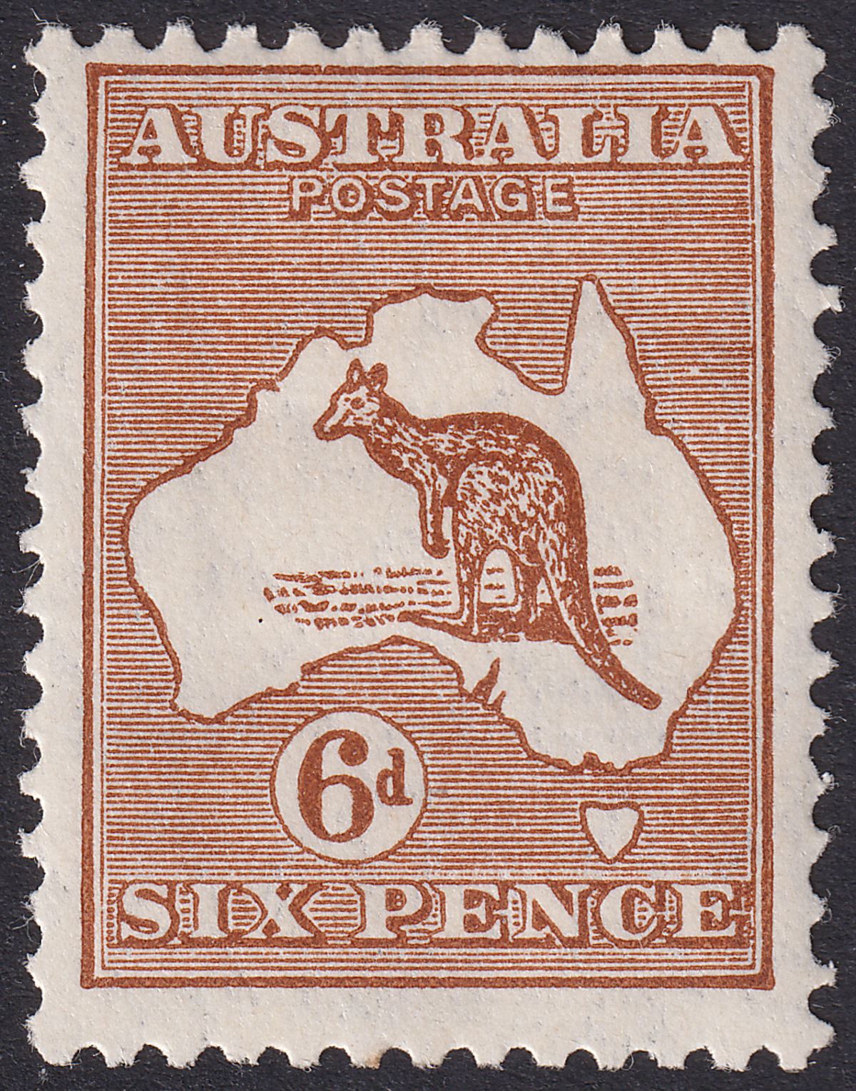 Australia 1929 KGV Roo 6d Chestnut wmk Small Multi Mint SG107 cat £40
