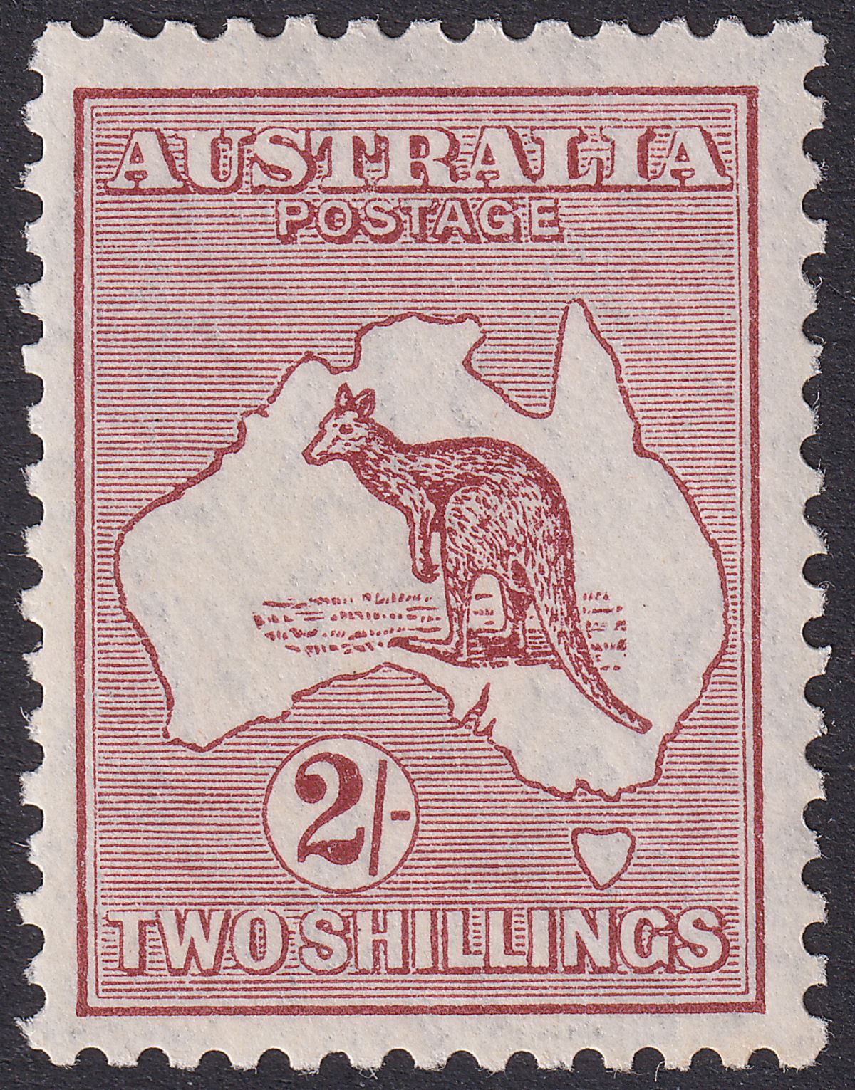 Australia 1929 KGV Roo 2sh Maroon wmk Small Multi Mint SG110 cat £140