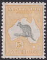 Click for more photos and details Australia 1932 KGV Roo 5sh Grey and Yellow wmk CofA Mint SG135 cat £180
