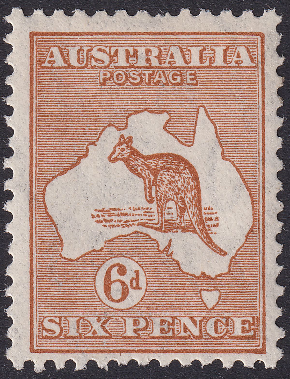 Australia 1932 KGV Roo 6d Chestnut wmk CofA Mint SG132 cat £42