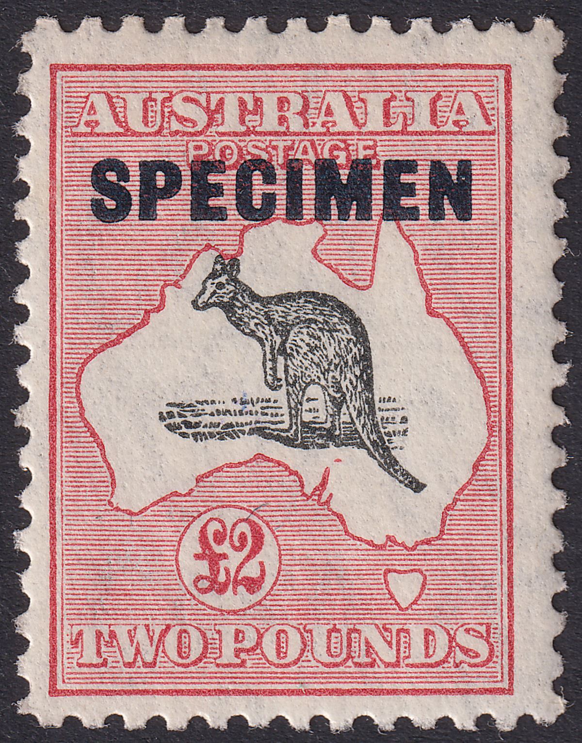 Australia 1934 KGV SPECIMEN Roo £2 Black and Rose SG138s