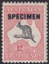 Click for more photos and details Australia 1934 KGV SPECIMEN Roo £2 Black and Rose SG138s
