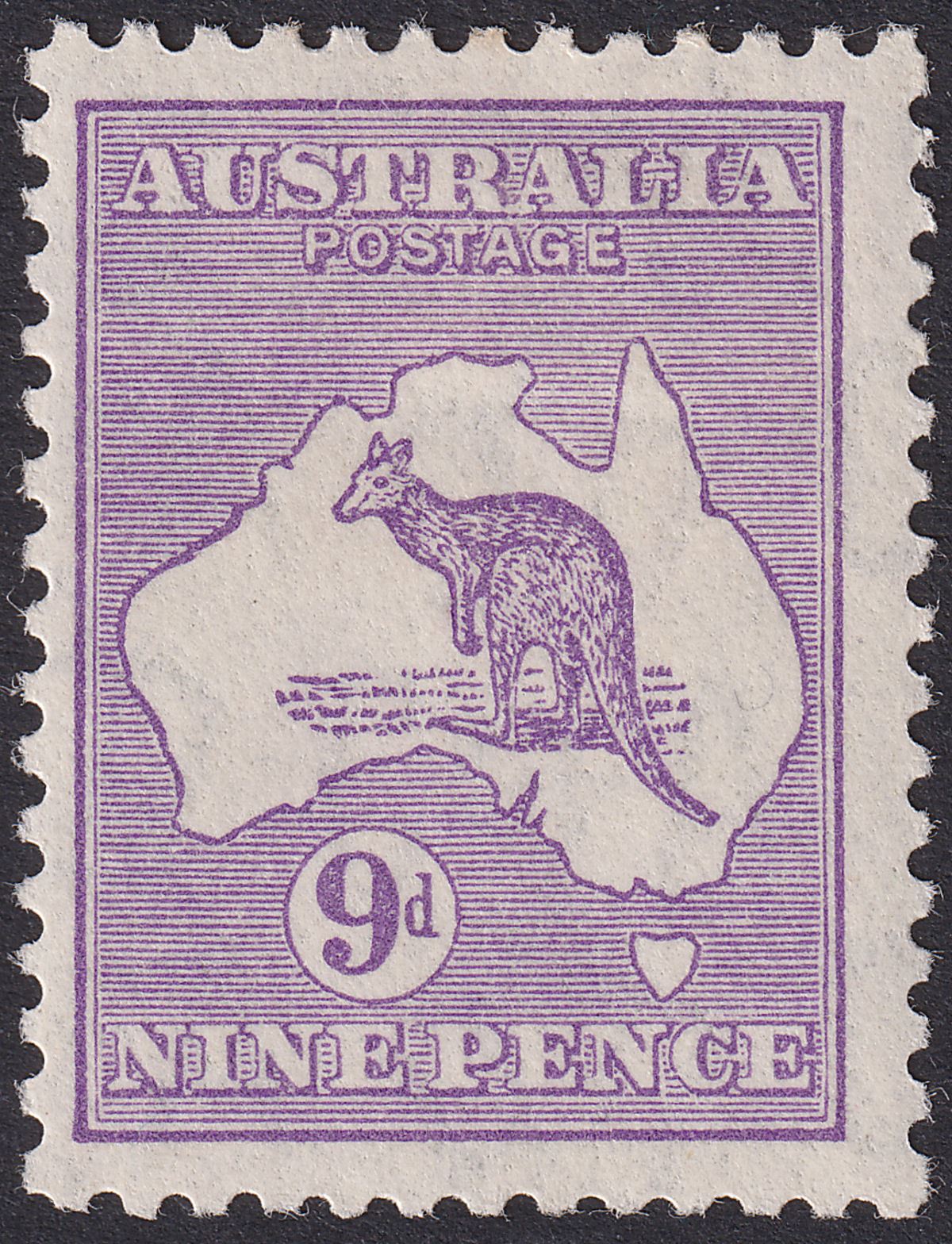 Australia 1932 KGV Roo 9d Violet wmk CofA Mint SG133 cat £45
