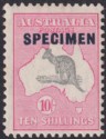 Click for more photos and details Australia 1932 KGV SPECIMEN Roo 10sh Grey and Pink SG136s tones