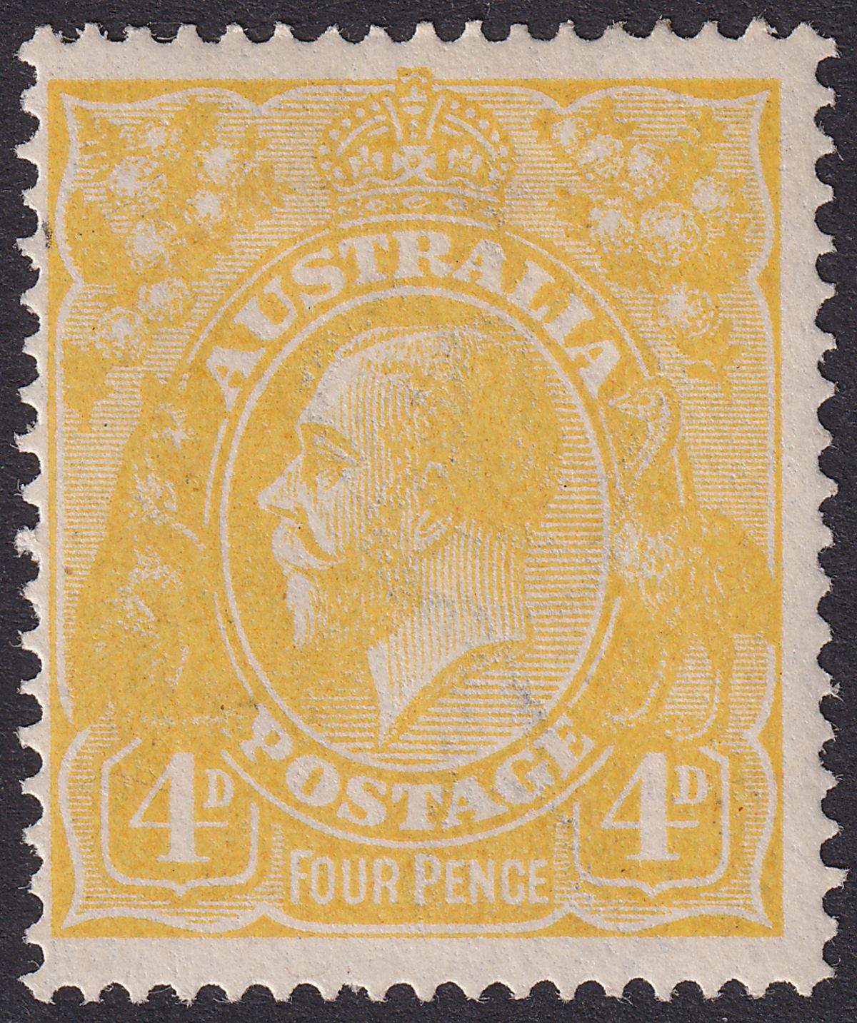 Australia 1916 KGV 4d Lemon-Yellow Mint SG22b cat £85
