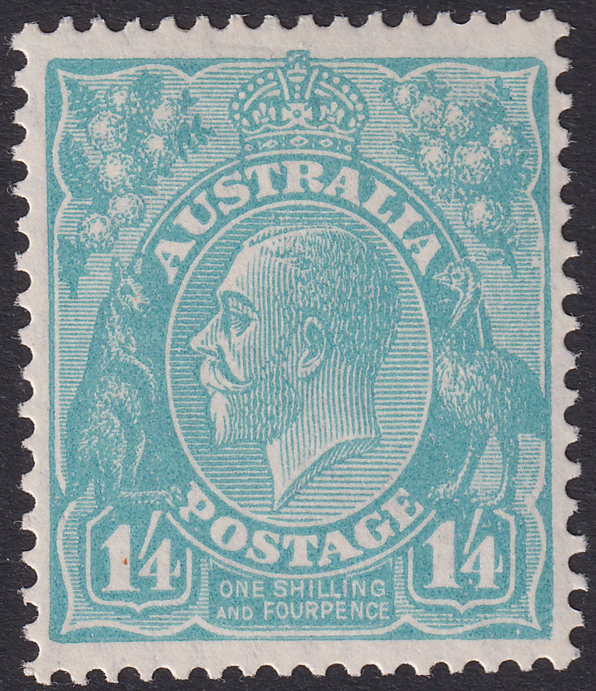 Australia 1928 KGV 1sh4d Turquoise p13½x12½ Mint SG104 cat £140