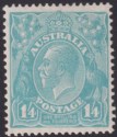 Click for more photos and details Australia 1928 KGV 1sh4d Turquoise p13½x12½ Mint SG104 cat £140