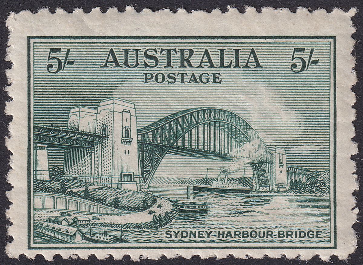 Australia 1932 KGV Sydney Harbour Bridge 5sh Blue-Green Mint SG143 cat £425