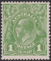 Click for more photos and details Australia 1928 KGV 1d Green Die II p13½x12½ Mint SG95b cat £50