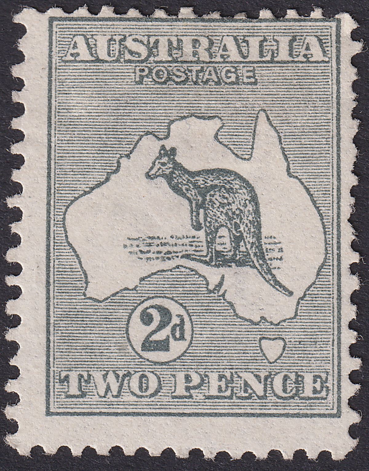 Australia 1913 KGV Roo 2d Grey wmk Wide Crown Mint SG3 cat £65