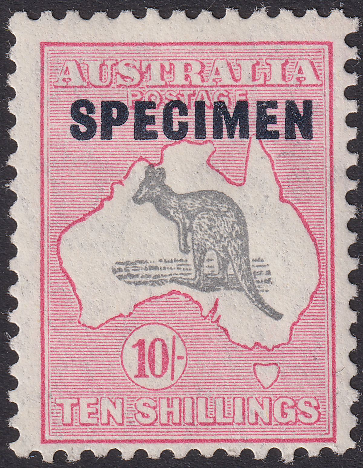 Australia 1932 KGV SPECIMEN Roo 10sh Grey and Pink Mint SG136s