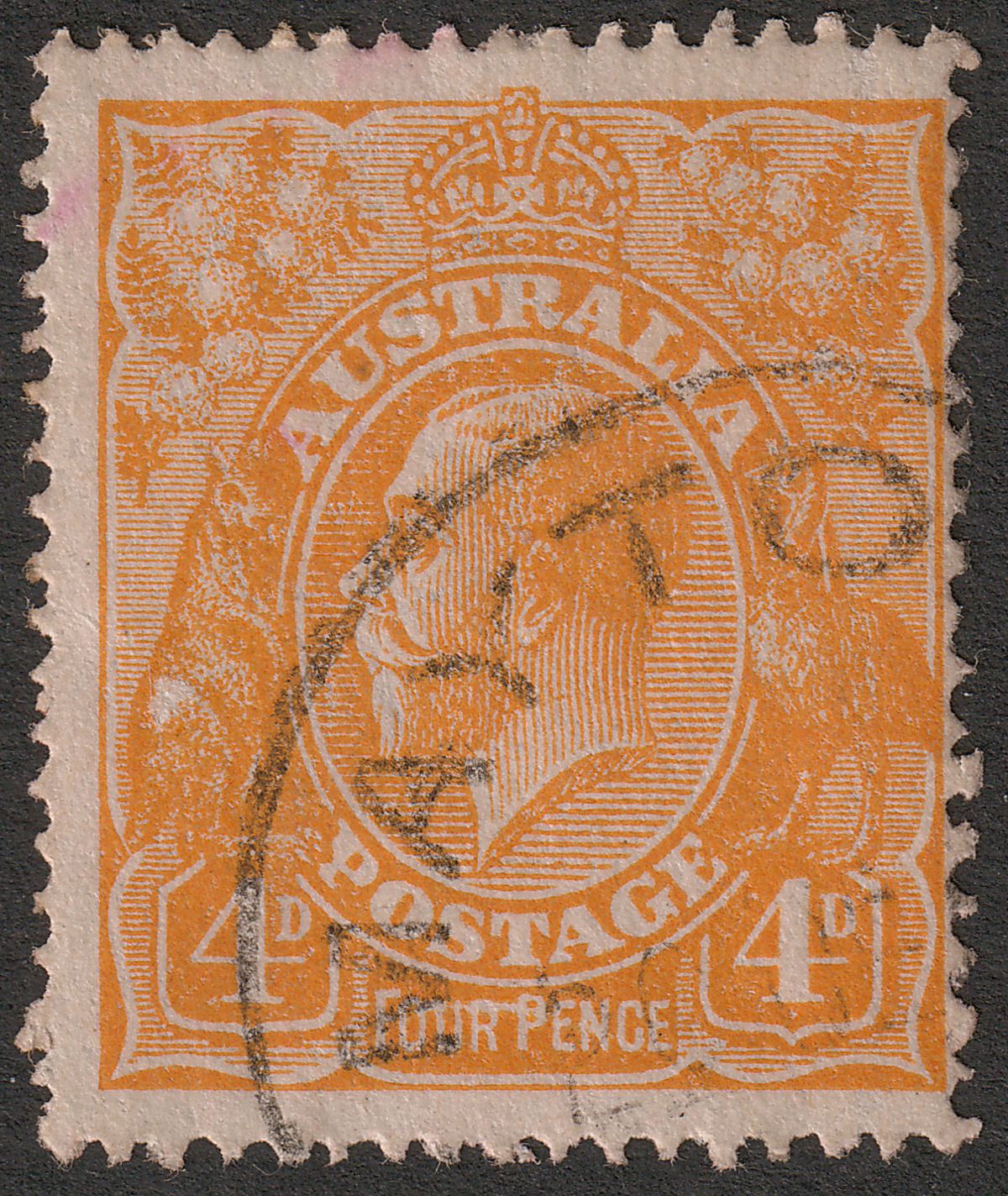 Australia 1915 KGV 4d with Variety Line Through FOUR PENCE Used SG22e cat £110