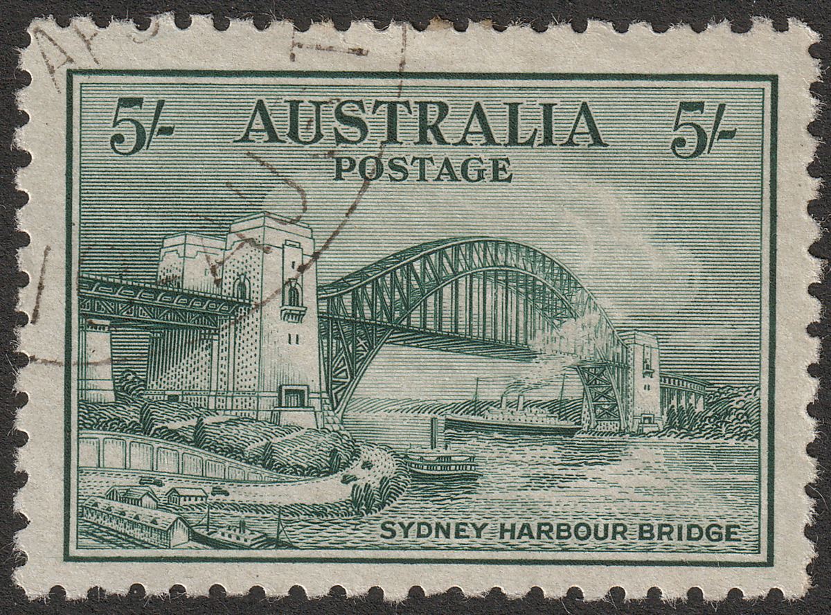 Australia 1932 KGV Sydney Harbour Bridge 5sh Blue-Green CTO Used SG143 cat £200