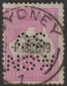 Click for more photos and details Australia 1919 KGV Roo 10sh Grey and Bright Pink perf OS NSW Used SG43a cat £325
