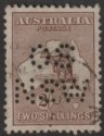 Click for more photos and details Australia 1916 KGV Roo 2sh Brown perf OS NSW Used SG41 cat £14