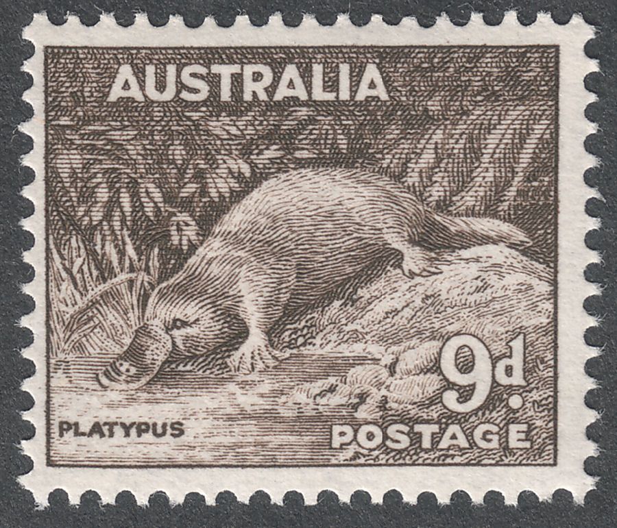 Australia 1956 KGVI Platypus 9d Chocolate Mint SG230c