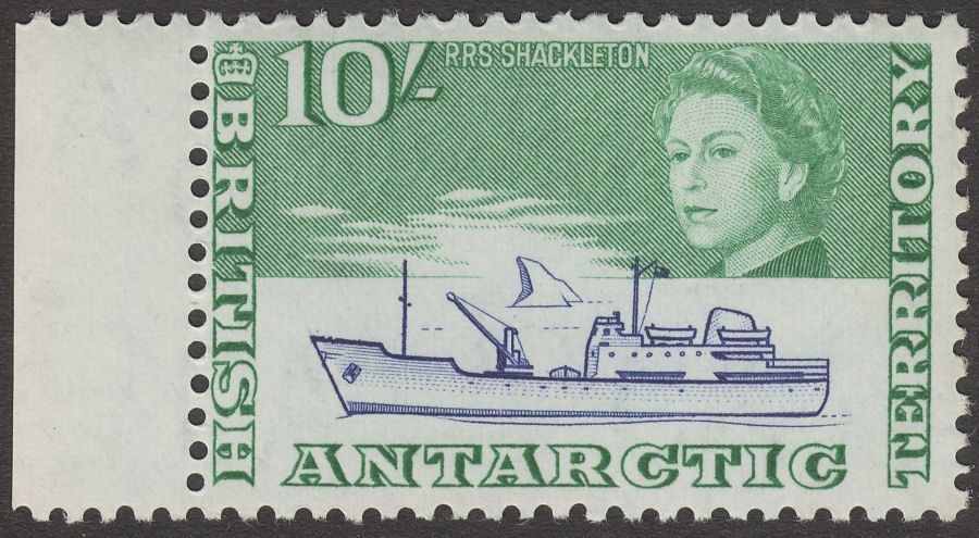 British Antarctic Territory 1963 RRS Shackleton 10sh Ultra + Emerald Mint SG14