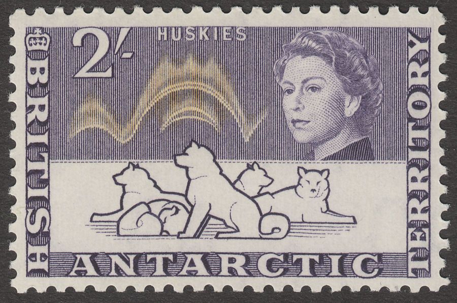 British Antarctic Territory 1963 Huskies 2sh Dp Violet + Orange-Sepia Mint SG11